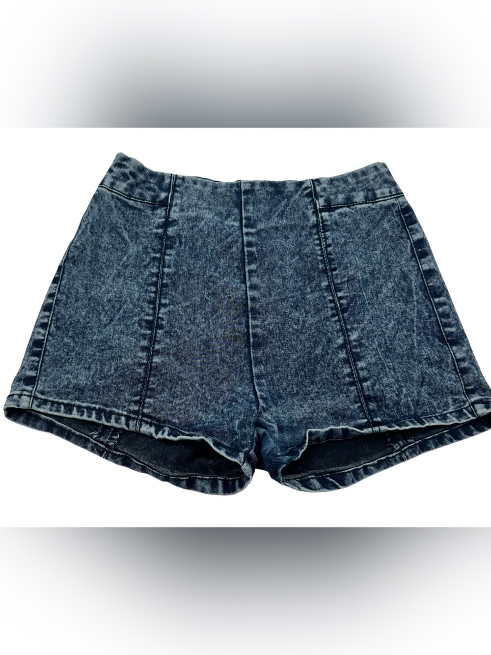 36 Point 5 High Waisted 12" Stonewash Booty Shorts Inseam 2" Back Zipper Size S